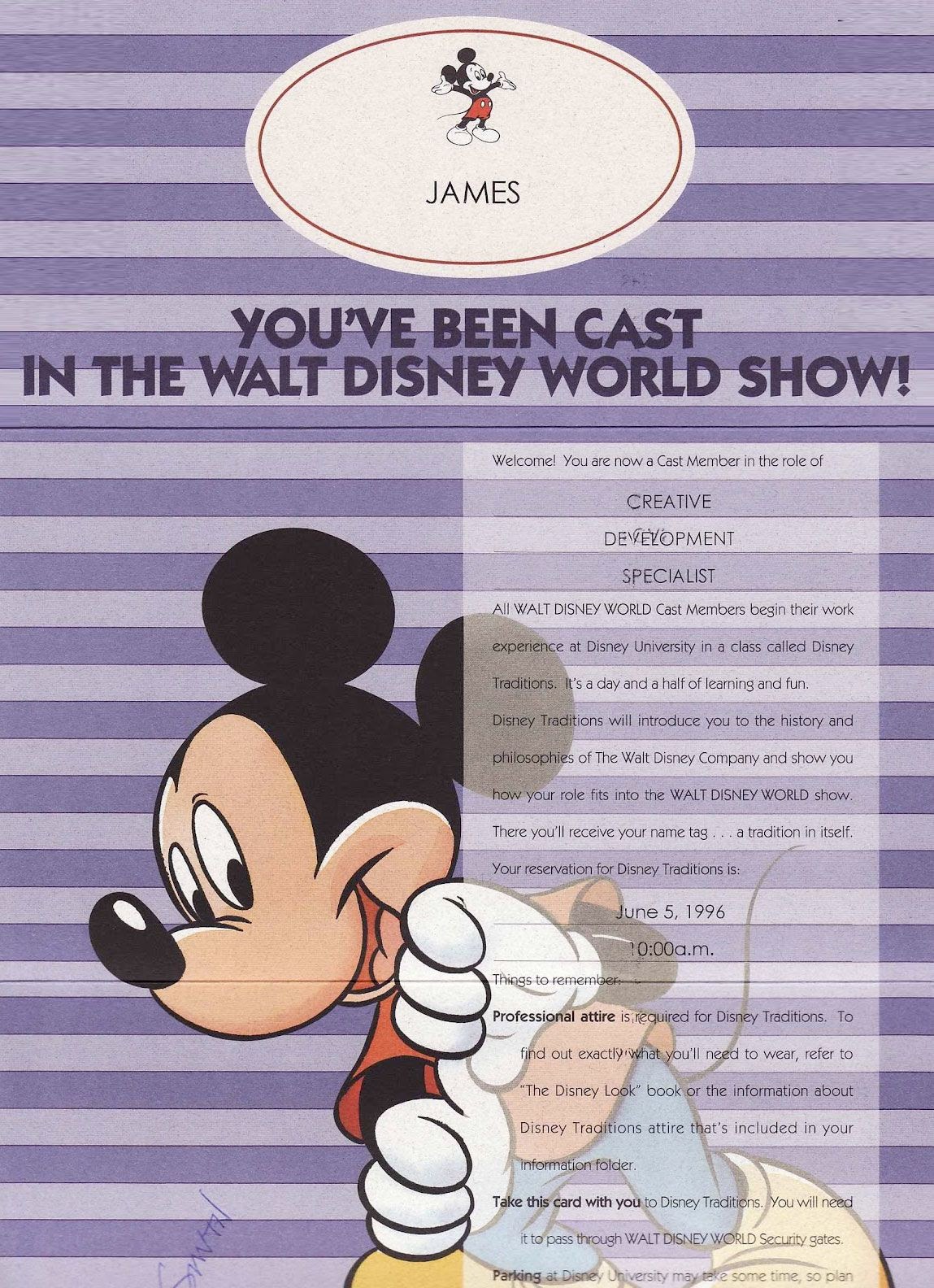 A proper employee onboarding checklist also includes social events like this invitation for new Disney employees.