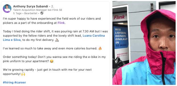 At Flink, every new employee gets to deliver groceries by bike.