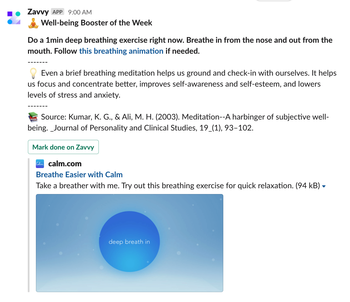 Example of another wellbeing nudge: 1-minute breathing exercise and how to do it