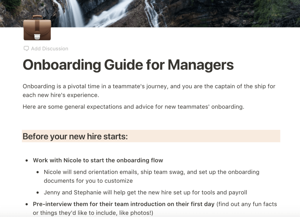 Onboarding guide for new hiring managers