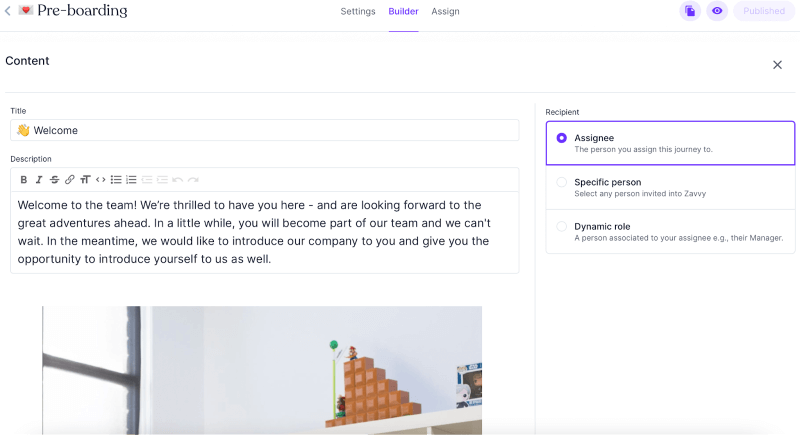 Assigning a recipient for pre-boarding