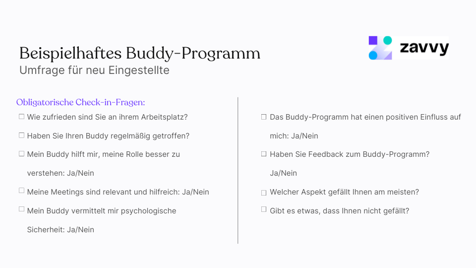 Umfrage für neue Kolleg:innen, um das Buddy Programm zu evaluieren
