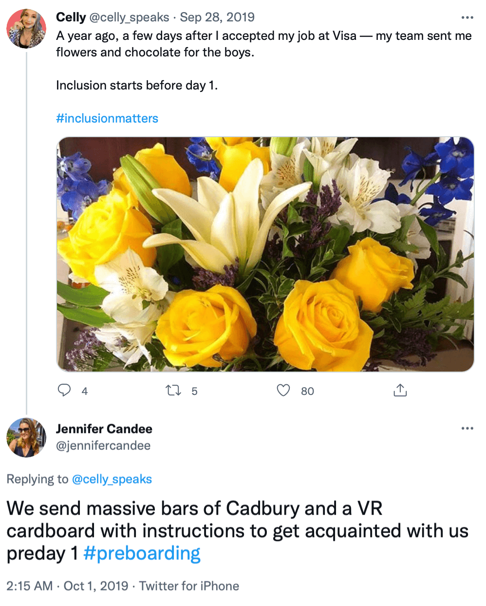 Blumen als Geschenk zum Preboarding