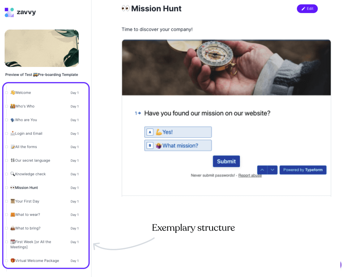 Struktur eines beispielhaften Preboardings