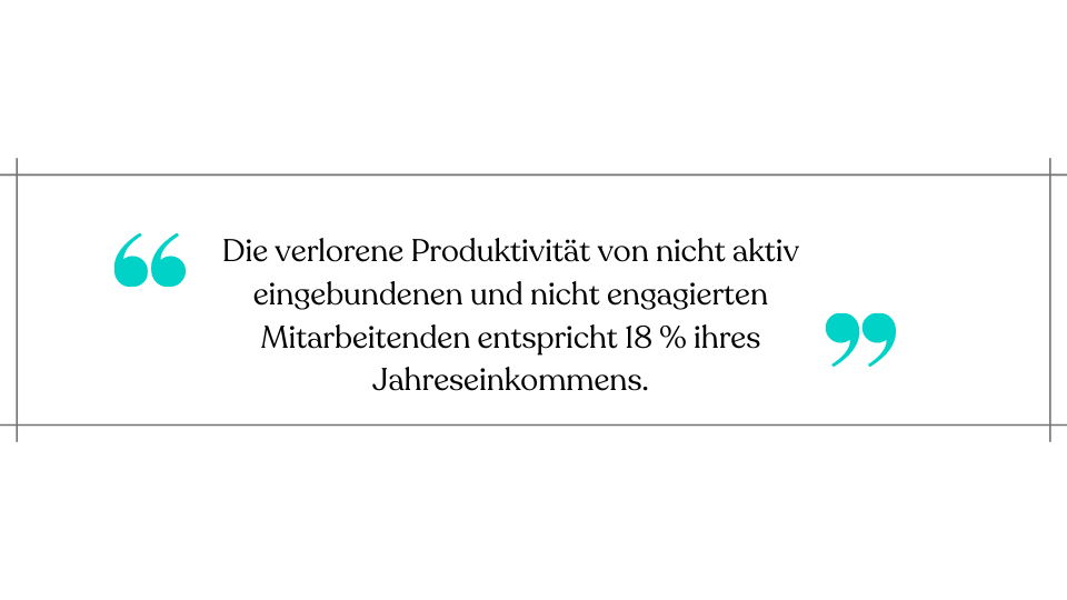 Die verlorene Produktivität von nicht aktiv eingebundenen und nicht engagierten Mitarbeitenden entspricht 18% ihres Jahreseinkommens.