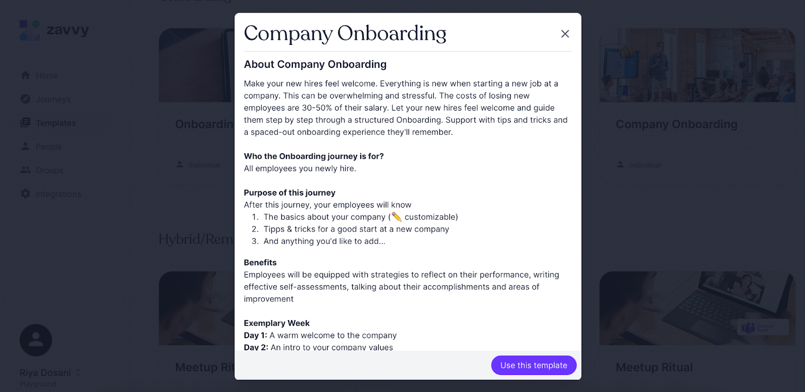Company onboarding template