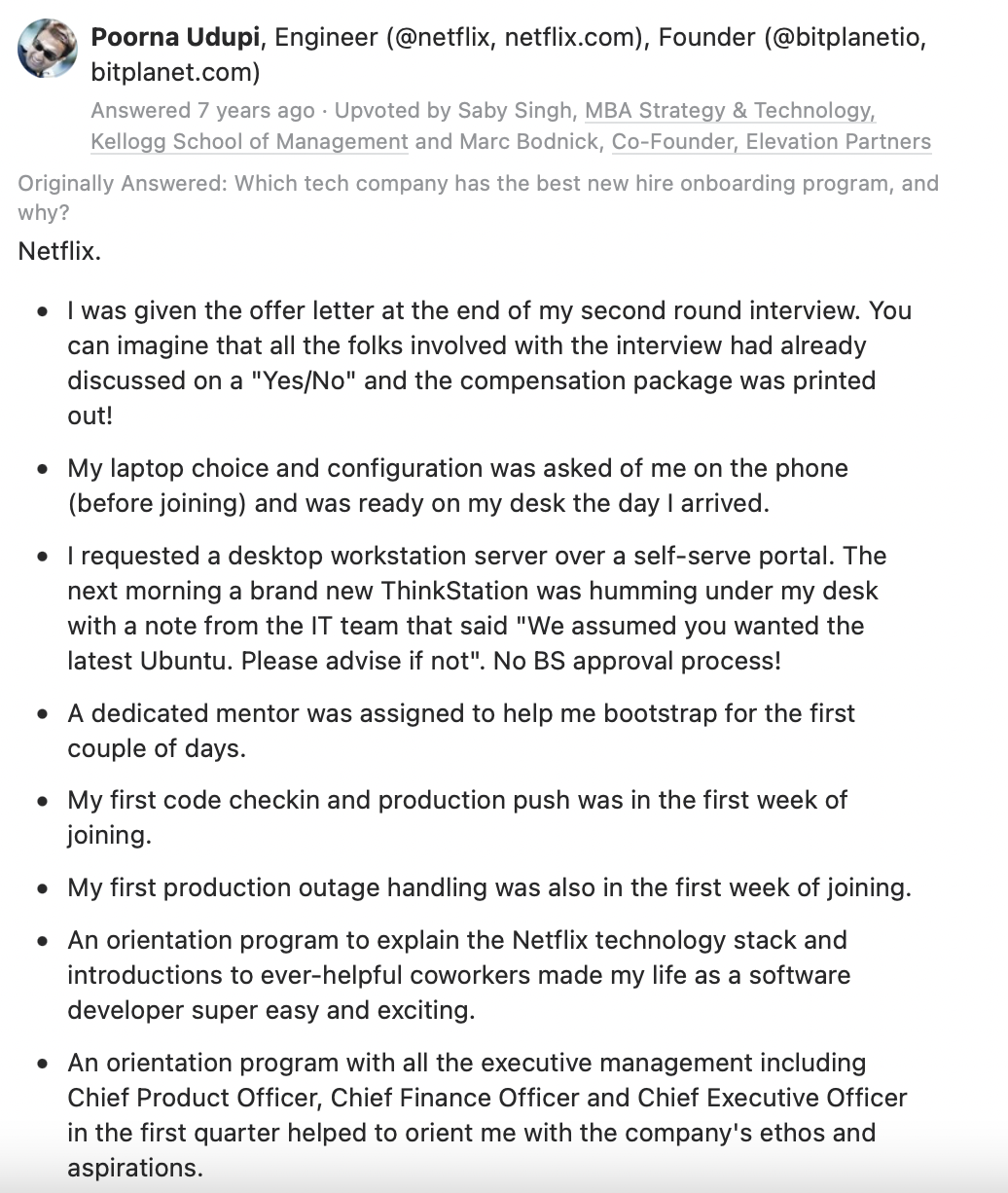 A netflix engineer about onboarding at his company