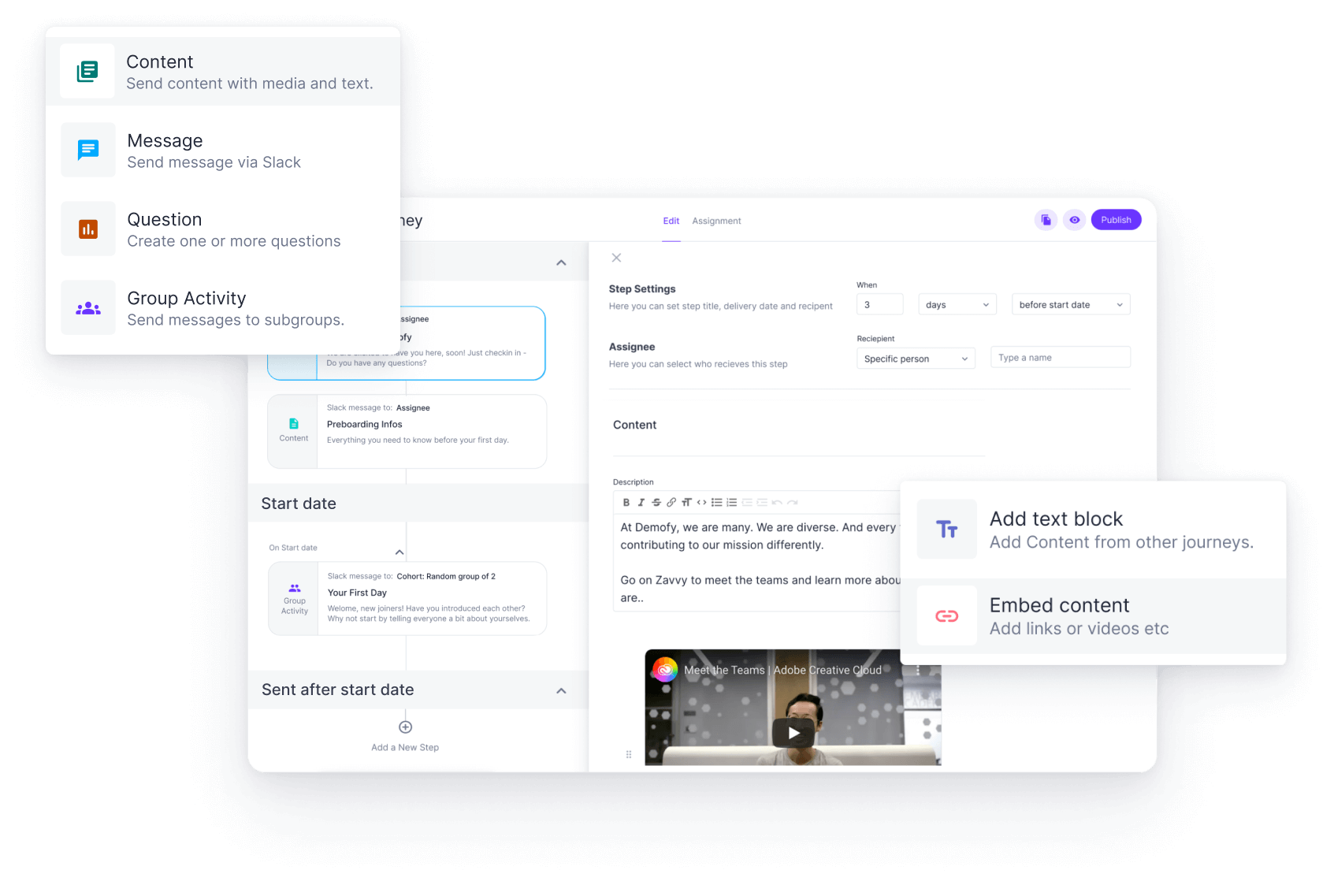 Blick auf den Workflow Builder für automatische Onboarding Abläufe