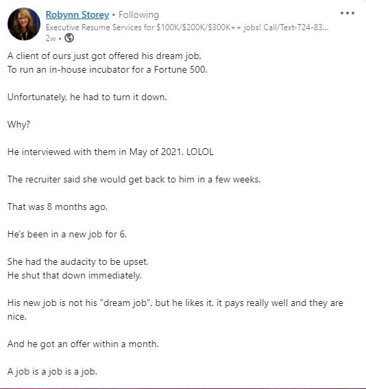 Quote from Robynn Storey about candidate experience