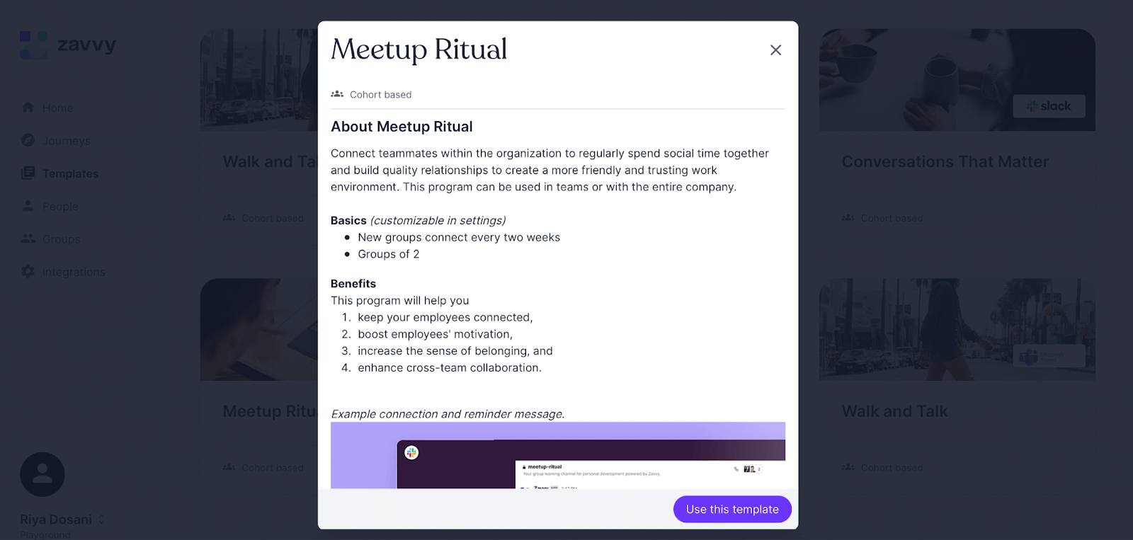Zavvy meetup ritual to connect people and strengthen bonds