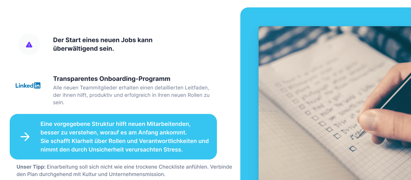 Onboarding Tipp: Struktur schaffen