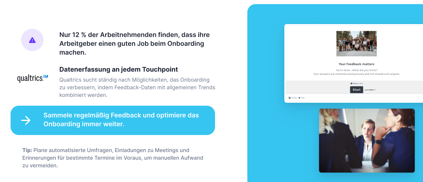 Datenbasiertes Onboarding mit automatischem Feedback