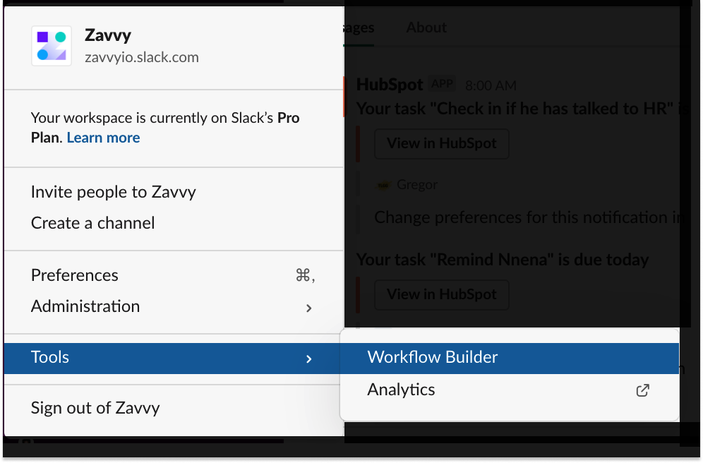 Slack Workflow Builder