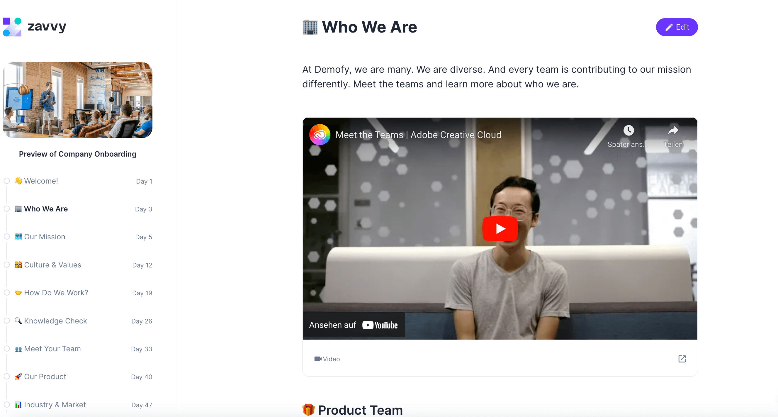 Onboarding playbook with Zavvy