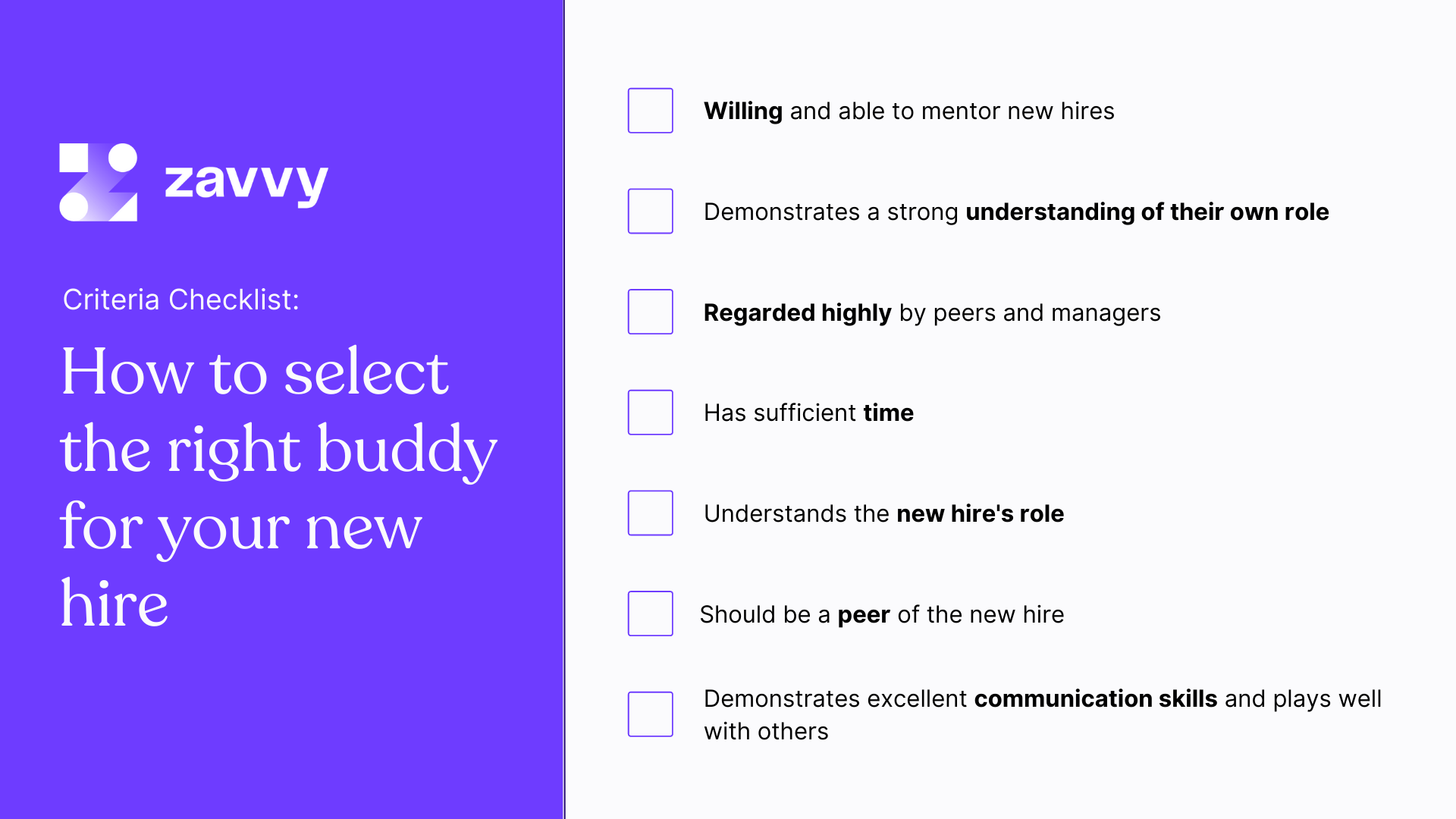 How to select the right onboarding buddy: Free Checklist