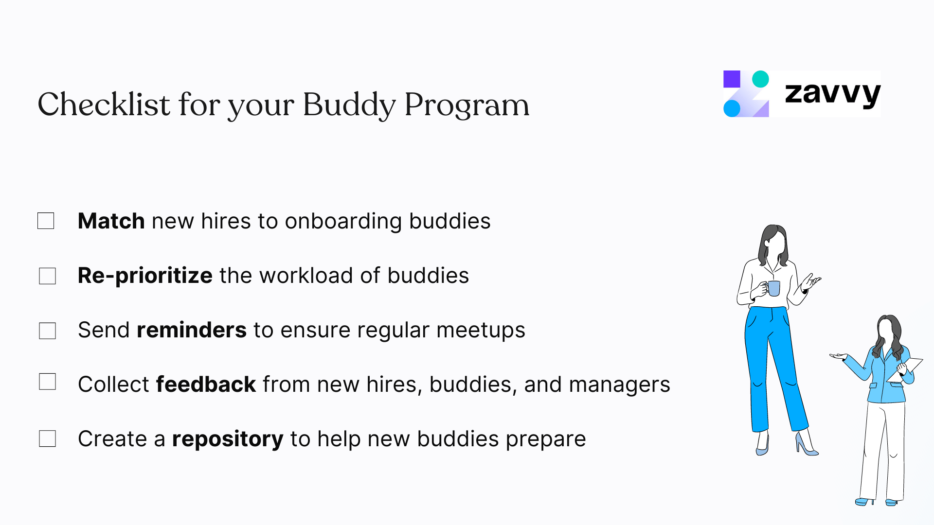 Checklist for your new hire buddy program