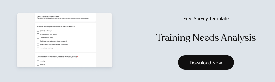 training needs analysis survey template
