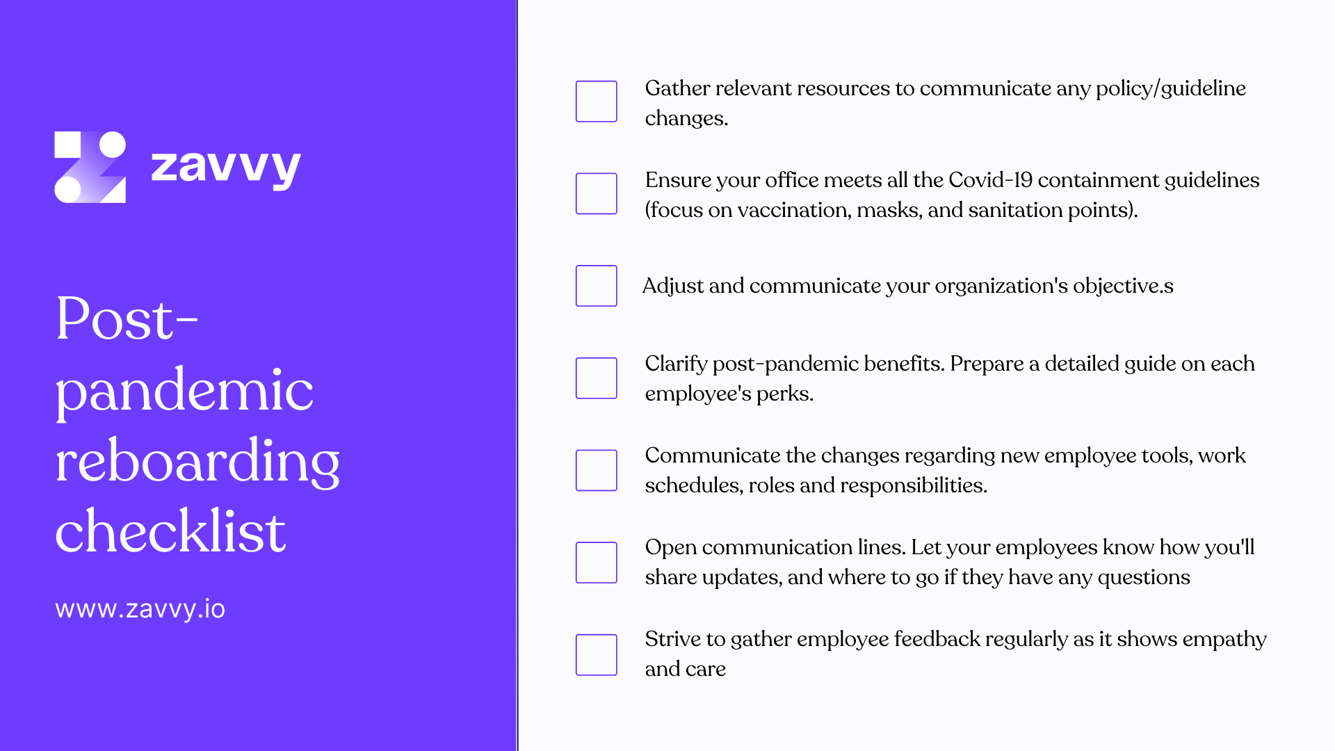 Reboarding checklist post pandemic