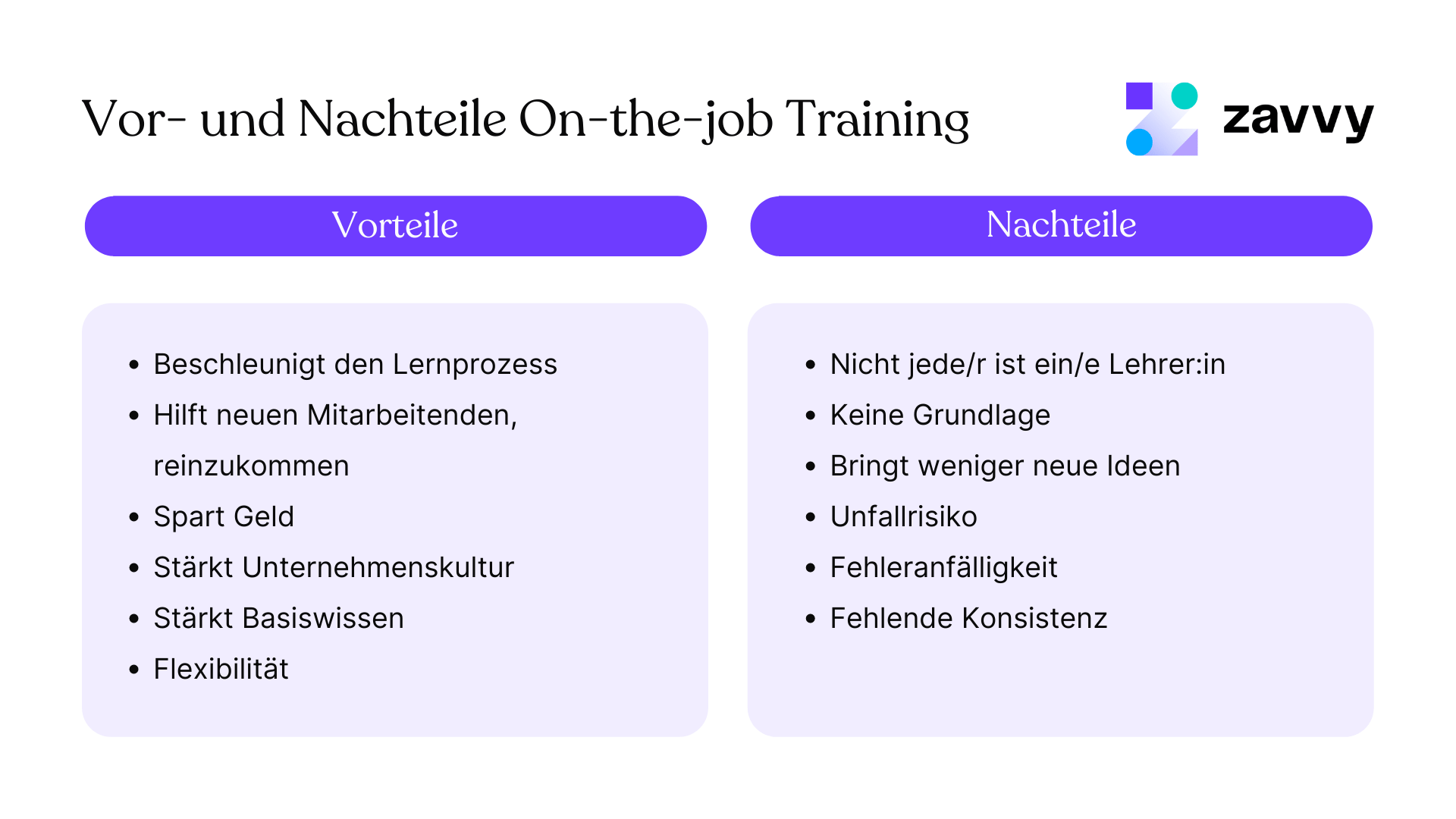 Vorteile und Nachteile von On-the-job Training