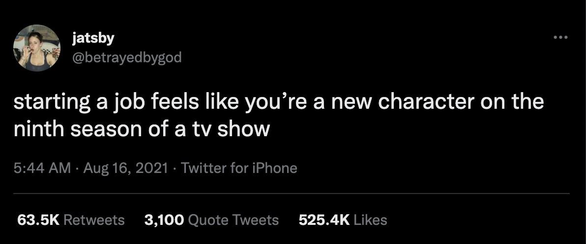 Twitter Zitat zur Unsicherheit neuer Mitarbeitender während der Orientierungsphase