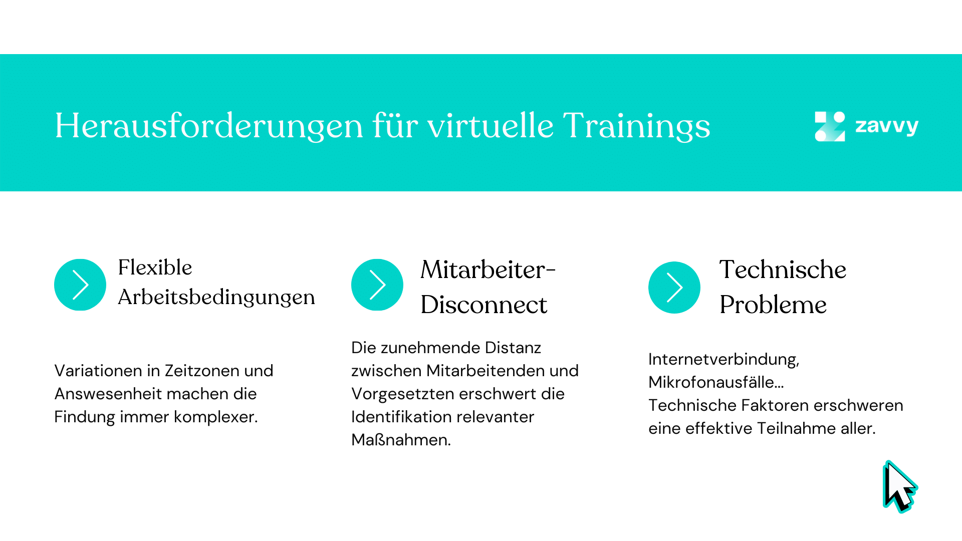3 Herausforderungen für virtuelle Trainings