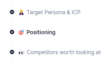 Competitors, positioning, and persona as part of the company onboarding