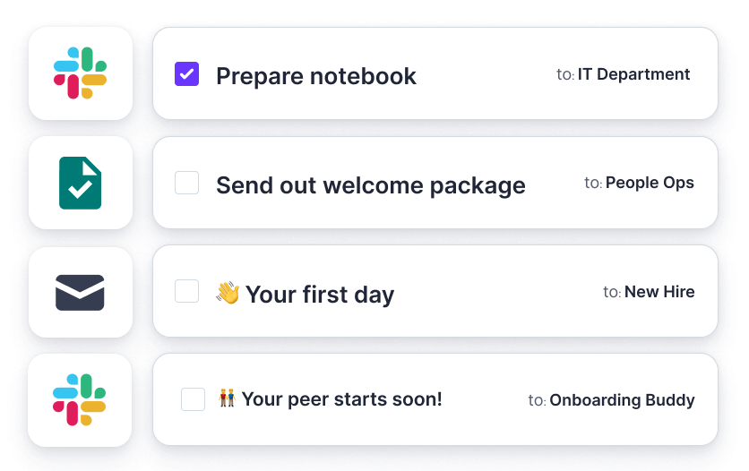Stakeholder tasks during an onboarding