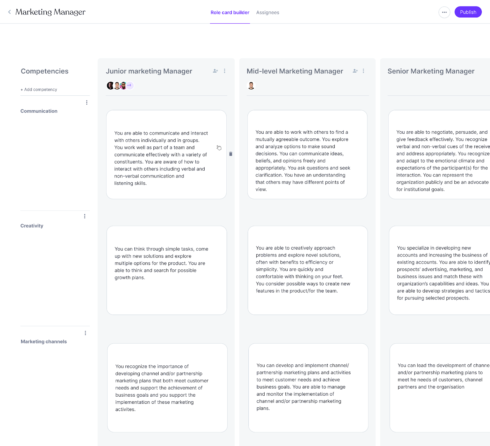 Role cards: Competency models as a baseline for inboarding on Zavvy