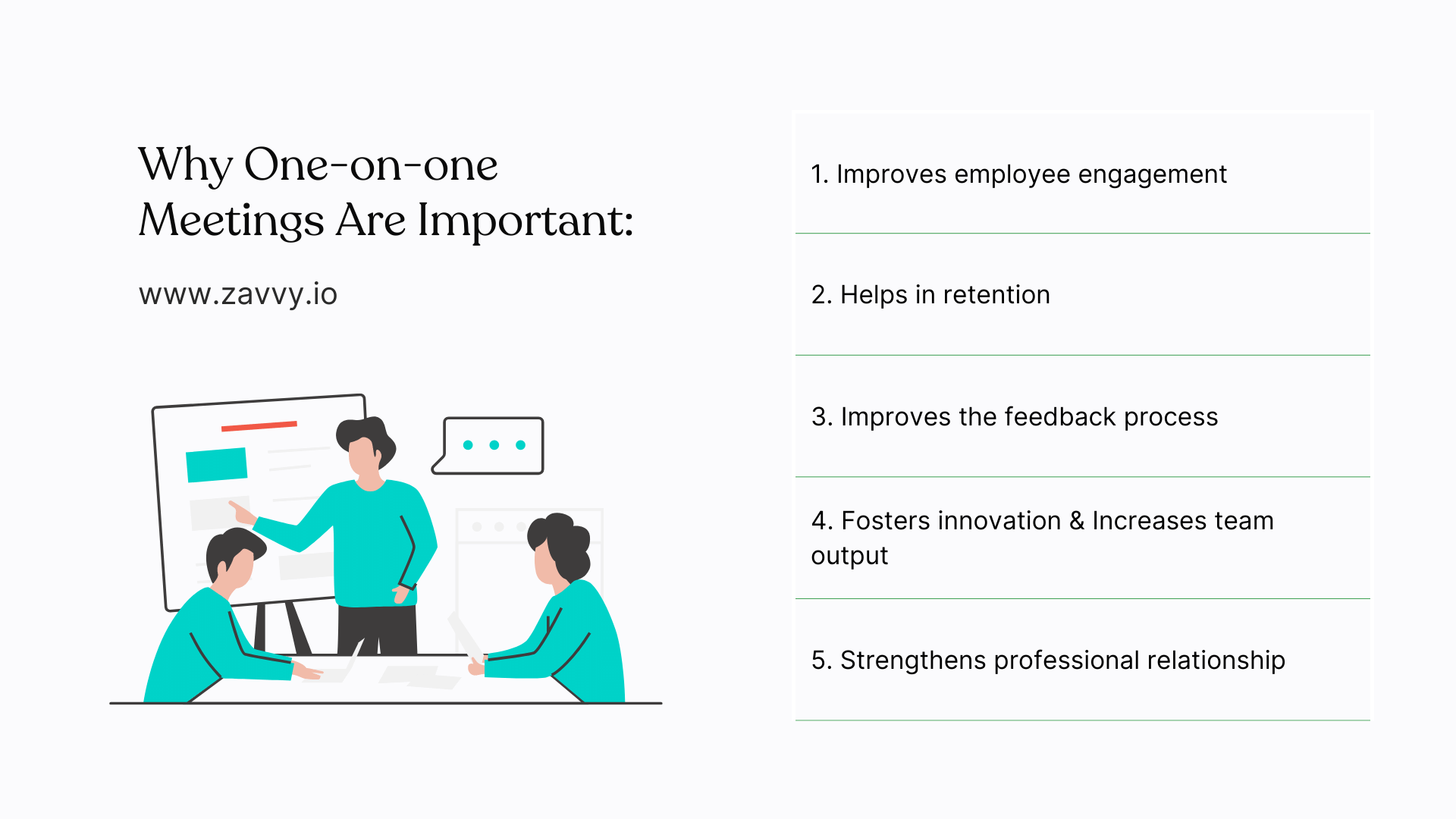 Benefits of one to one meetings at a glance