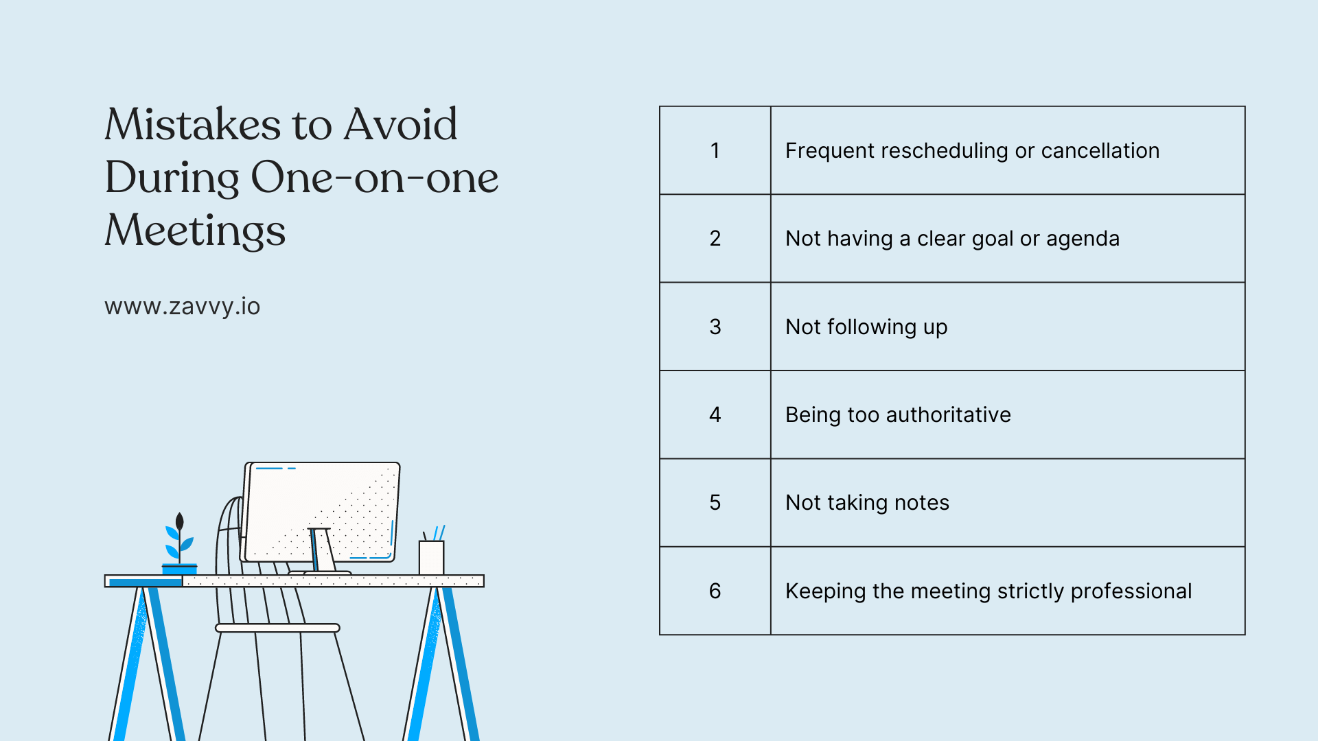 Mistakes to avoid during your 1:1 meeting