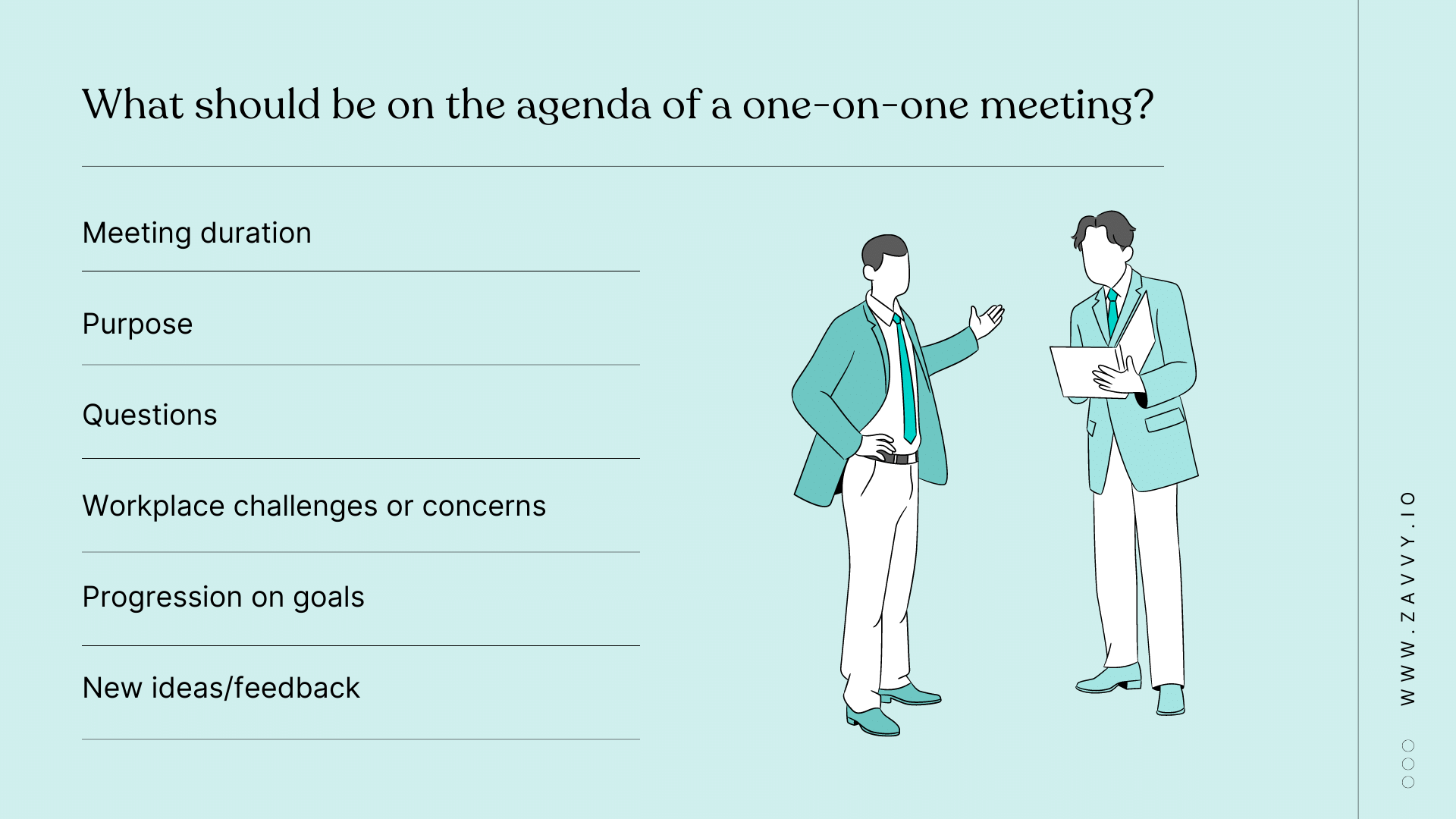 One to one meeting agenda