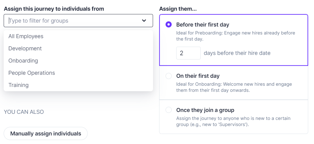 Automation options on zavvy's onboarding workflow software