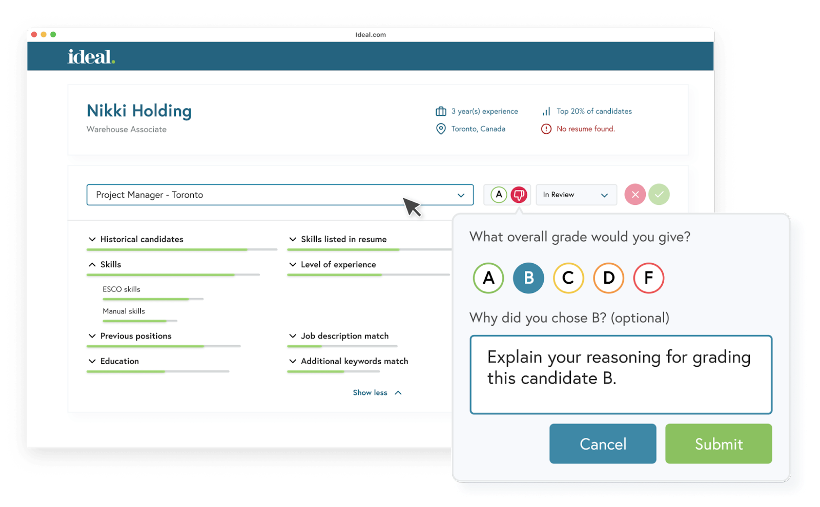 Candidate screening automation
