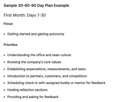 30-60-90 day plan template