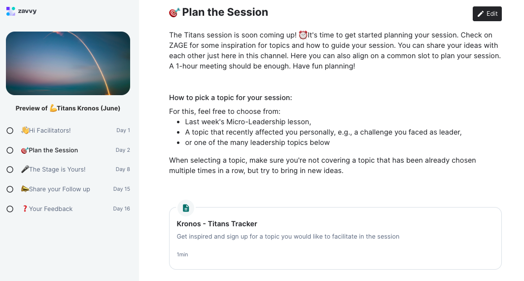Example of implementing a people manager roundtable learning session on Zavvy.