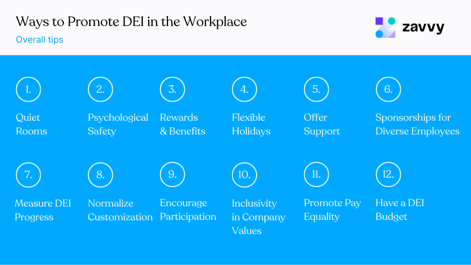 Ways to Promote DEI in the Workplace - overall tips
