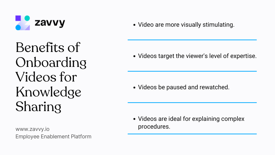 Benefits of onboarding videos for knowledge sharing