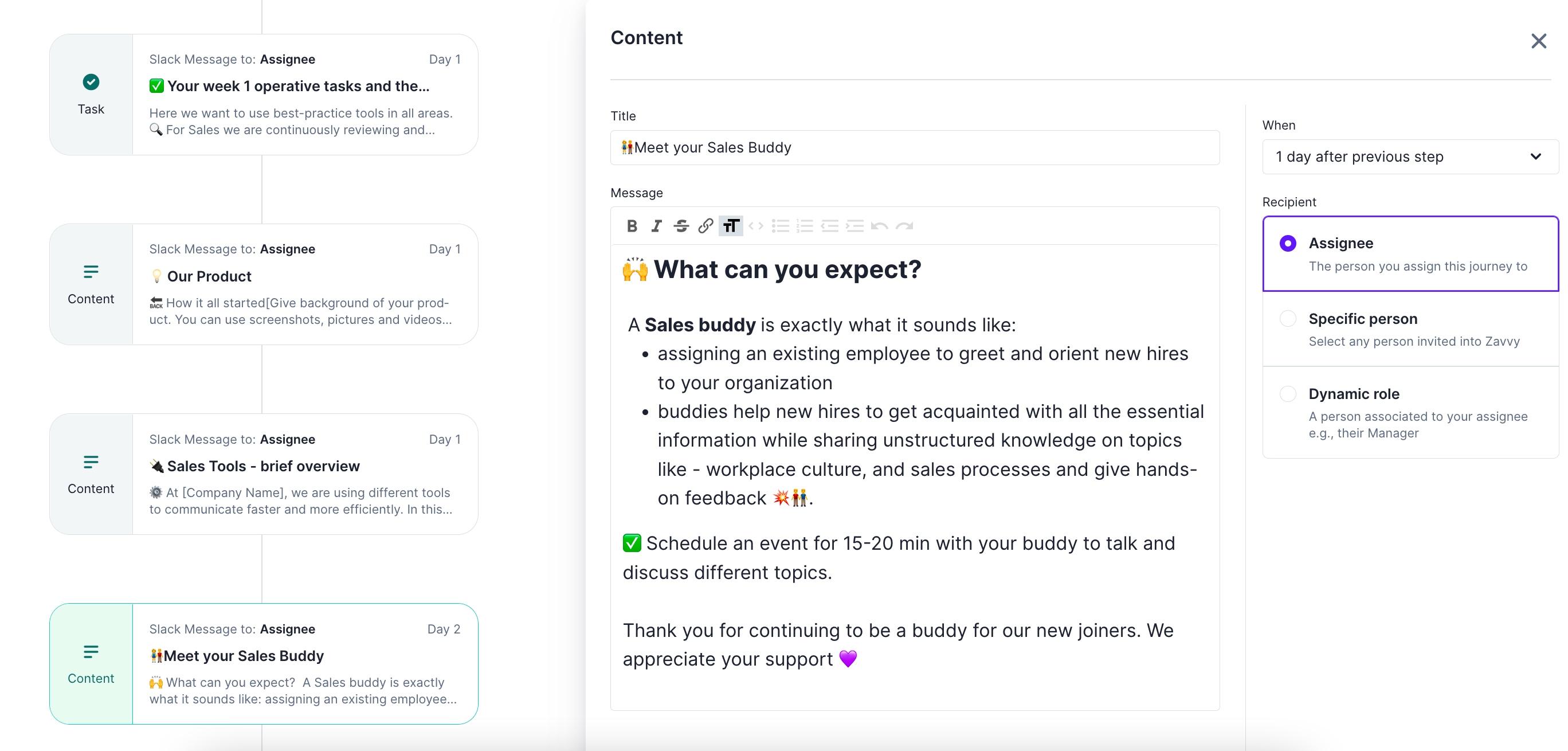 Sales onboarding sample workflow
