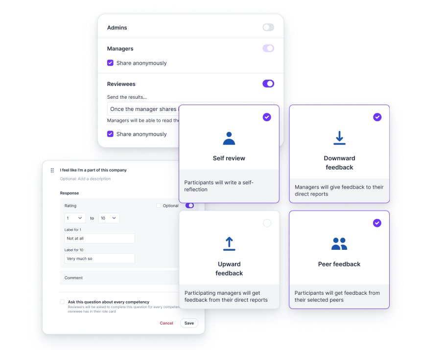 360 Grad Feedback Einstellungen in Zavvy's Software