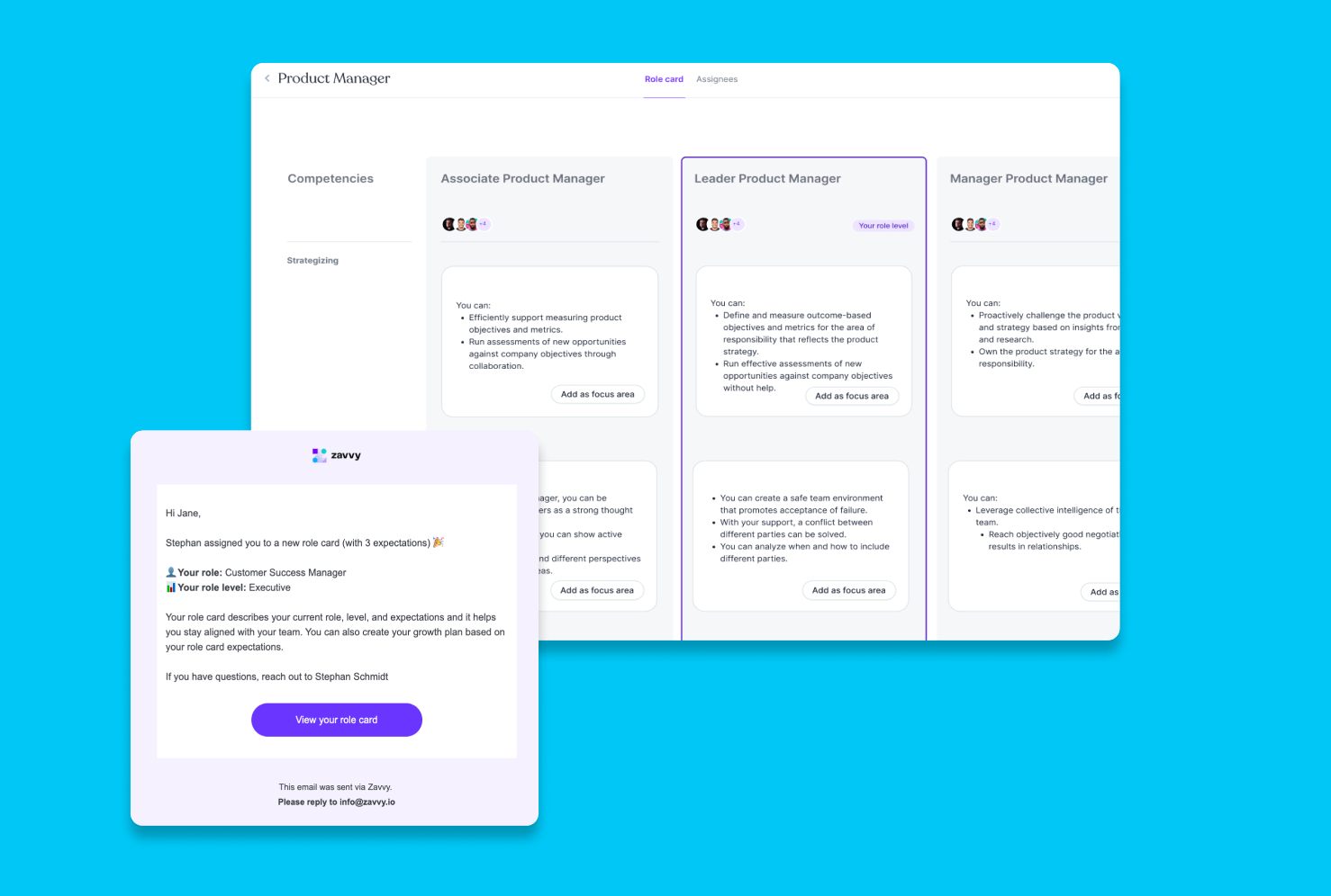 Being assigned a new role card on Zavvy