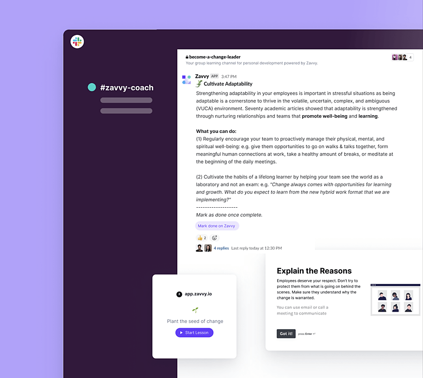 Using microlearning to enable effective change management with Zavvy