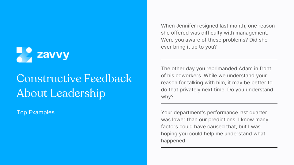 Constructive Feedback About Leadership Examples